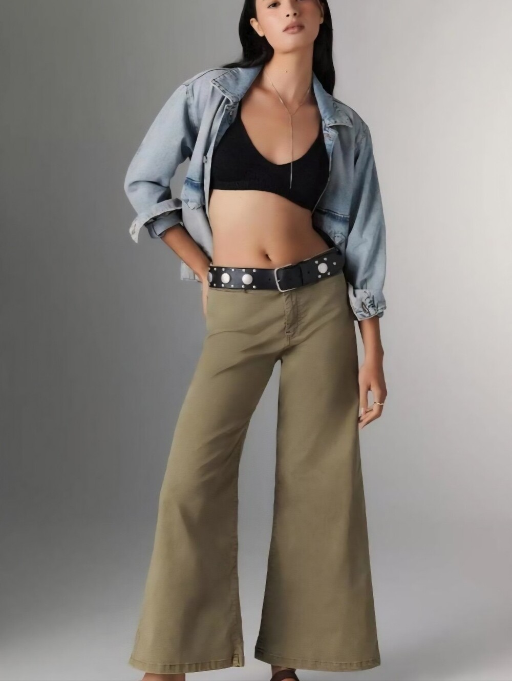 Pilcro Wide-leg Olive Green Pants Size 29